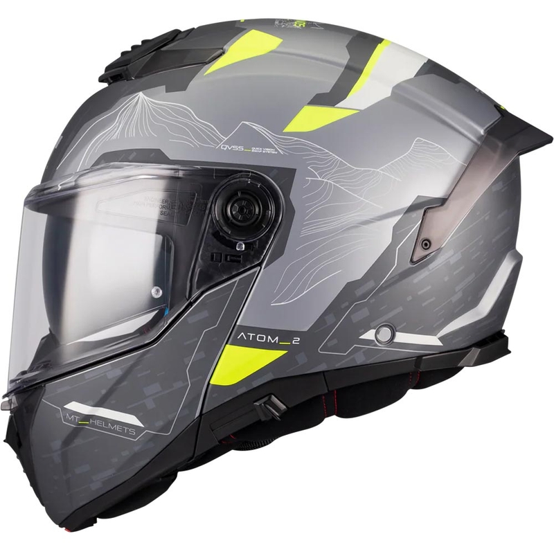 MT Atom 2 SV Highlands E2 felhajtható bukósisak matt fekete-szürke-fluo-sárga
