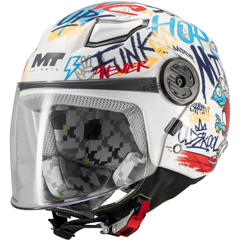 MT Lite Crew A5 gyerek nyitott motoros bukósisak fehér-kék-piros