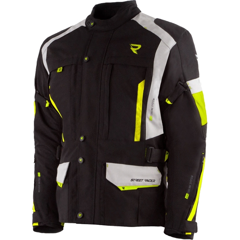 Street Racer Hilax motoros kabát fekete-szürke-fluo sárga