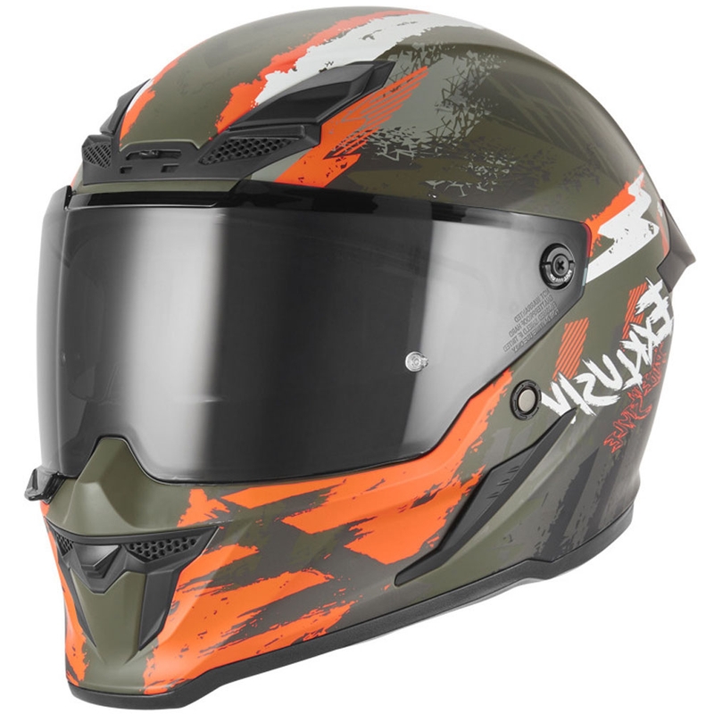 NOX Exklusiv Goliath Cut´D zárt motoros bukósisak matt khaki-narancssárga