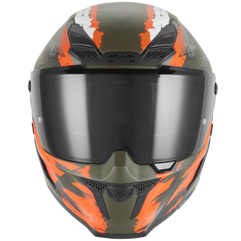 NOX Exklusiv Goliath Cut´D zárt motoros bukósisak matt khaki-narancssárga