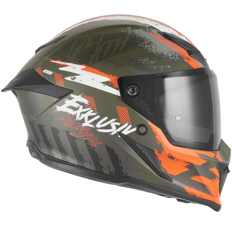 NOX Exklusiv Goliath Cut´D zárt motoros bukósisak matt khaki-narancssárga