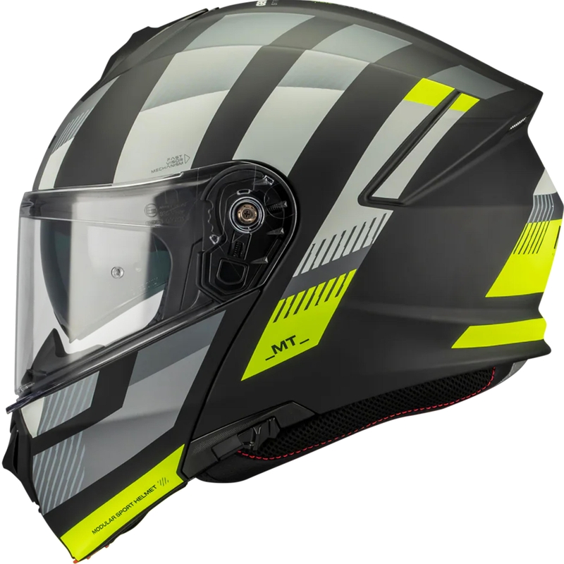 MT Genesis SV Stroke B13 felnyitható motoros bukósisak matt fekete-szürke-fluo sárga