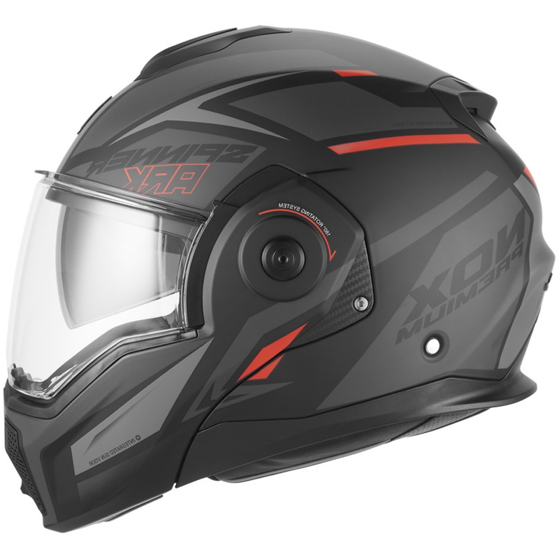 NOX PREMIUM Spinner Ark felnyitható motoros bukósisak matt fekete–piros