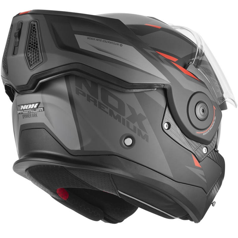 NOX PREMIUM Spinner Ark felnyitható motoros bukósisak matt fekete–piros