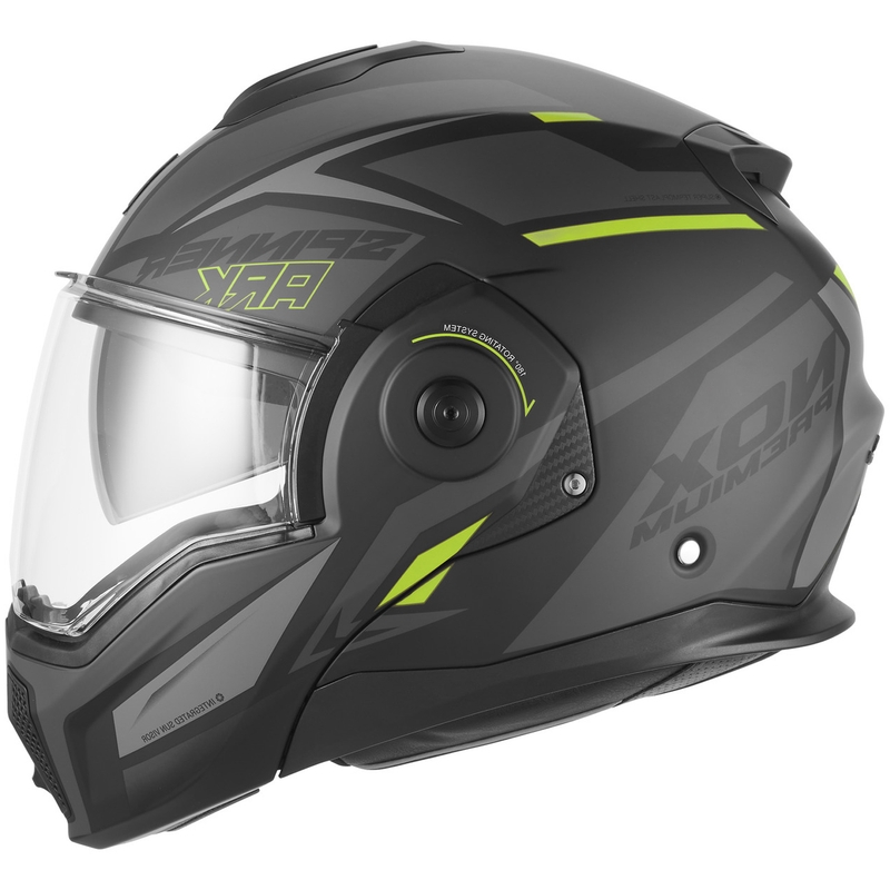 NOX PREMIUM Spinner Ark felnyitható motoros bukósisak matt fekete–fluo sárga