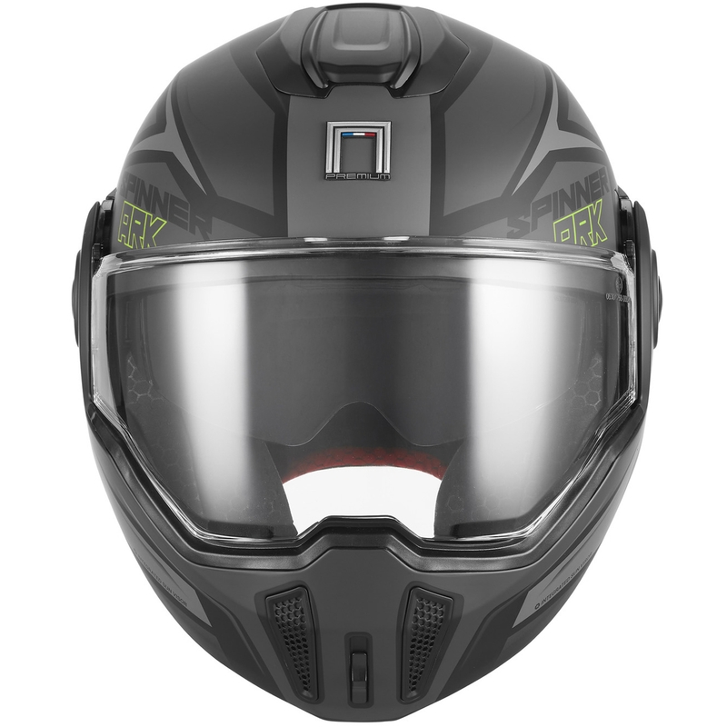 NOX PREMIUM Spinner Ark felnyitható motoros bukósisak matt fekete–fluo sárga