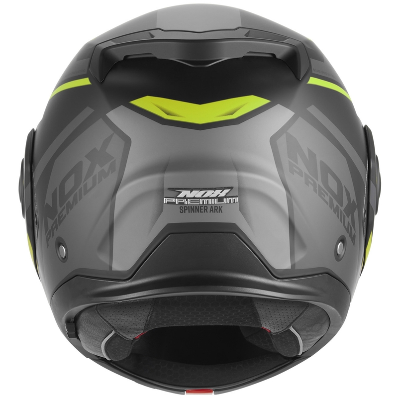NOX PREMIUM Spinner Ark felnyitható motoros bukósisak matt fekete–fluo sárga