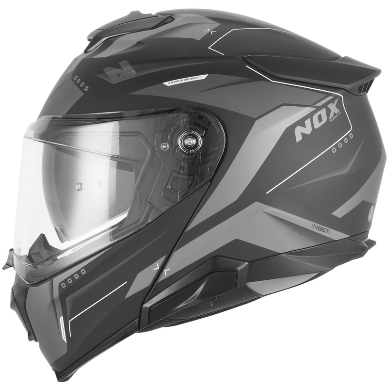 NOX N967 Conquer felnyitható motoros bukósisak matt fekete-ezüst
