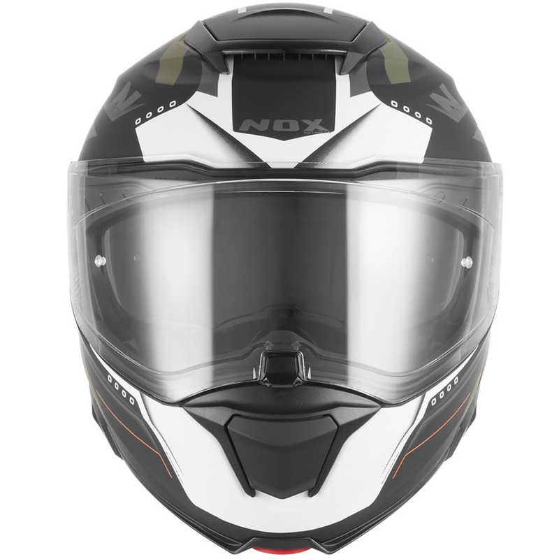 NOX N967 Conquer felnyitható motoros bukósisak matt fekete-khaki-narancssárga