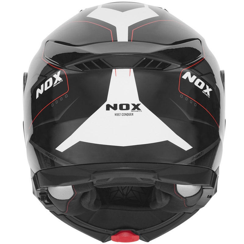 NOX N967 Conquer felnyitható motoros bukósisak matt fekete-fehér-piros