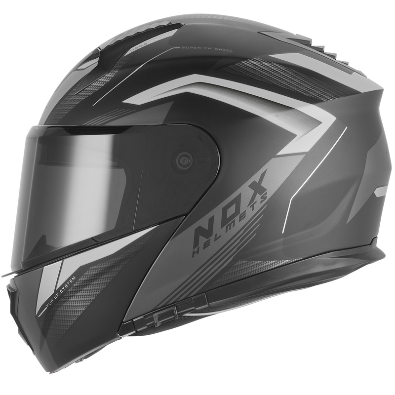NOX N968 Shift felnyitható motoros bukósisak matt fekete-ezüst