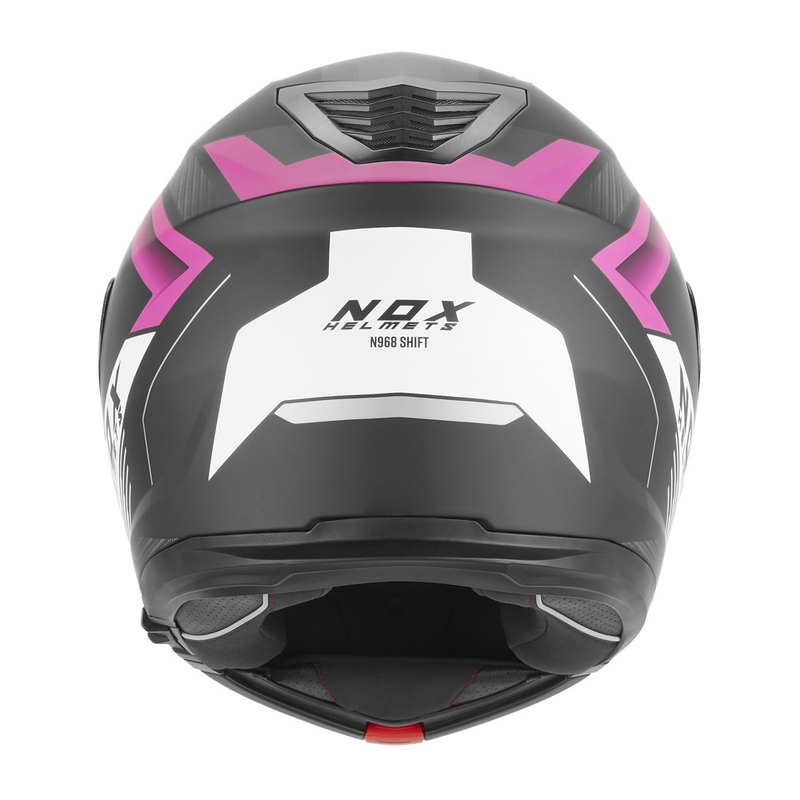 NOX N968 Shift felnyitható motoros bukósisak matt fekete-fehér-rózsaszín