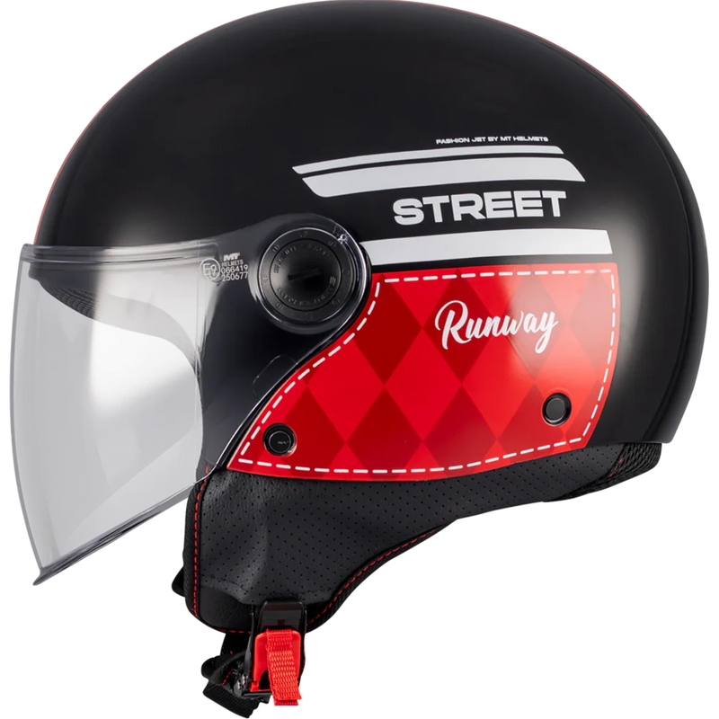 MT Street S Runway B5 nyitott motoros bukósisak fekete-piros