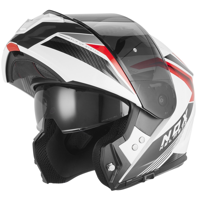 NOX N968 Shift felnyitható motoros bukósisak fehér-piros
