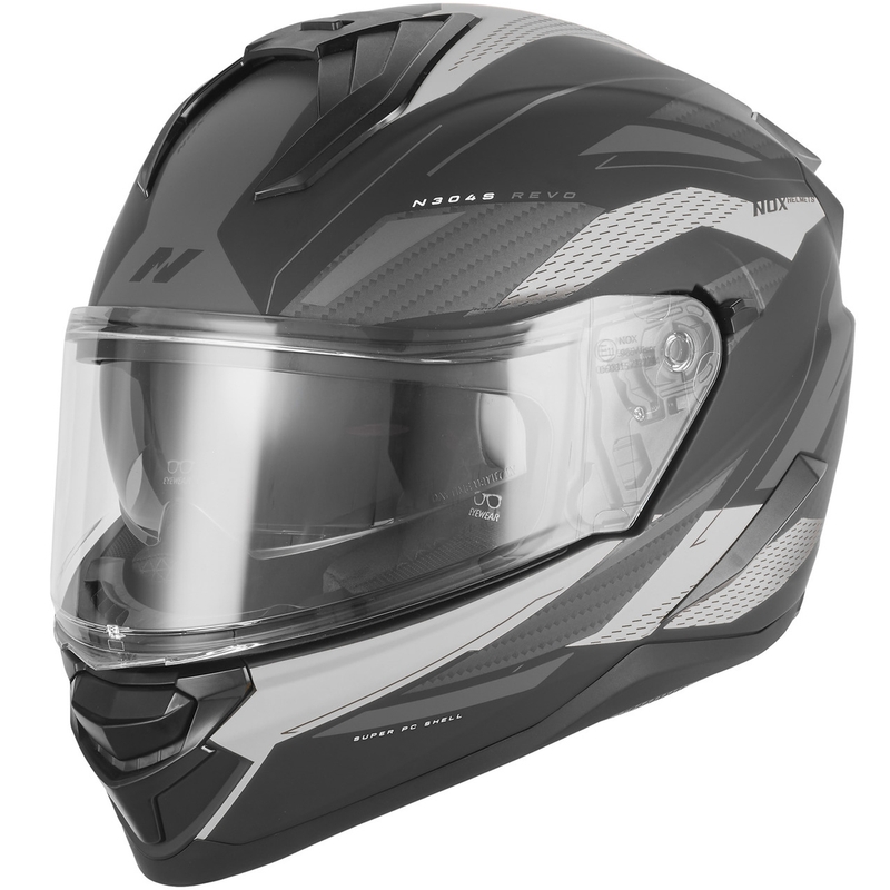 NOX N304-S REVO zárt motoros bukósisak matt fekete-ezüst
