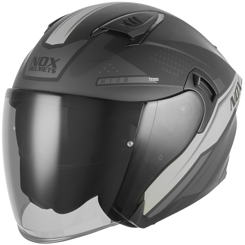 NOX N130 EKTO nyitott motoros bukósisak matt fekete-ezüst