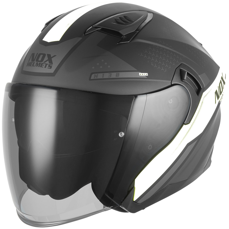 NOX N130 EKTO nyitott motoros bukósisak matt fekete-fehér