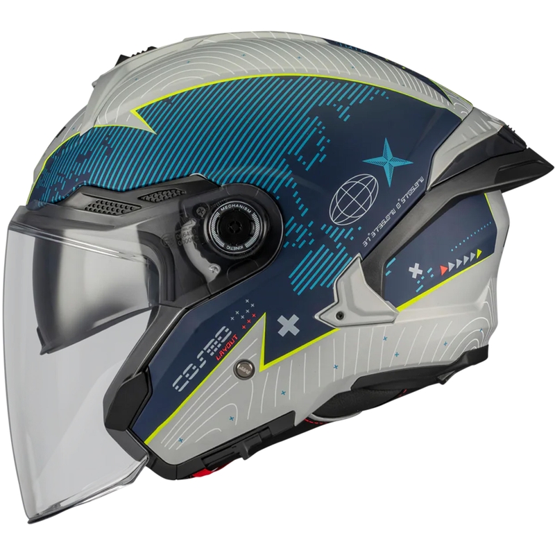 MT Cosmo SV Layout C7 nyitott motoros bukósisak matt kék–fehér
