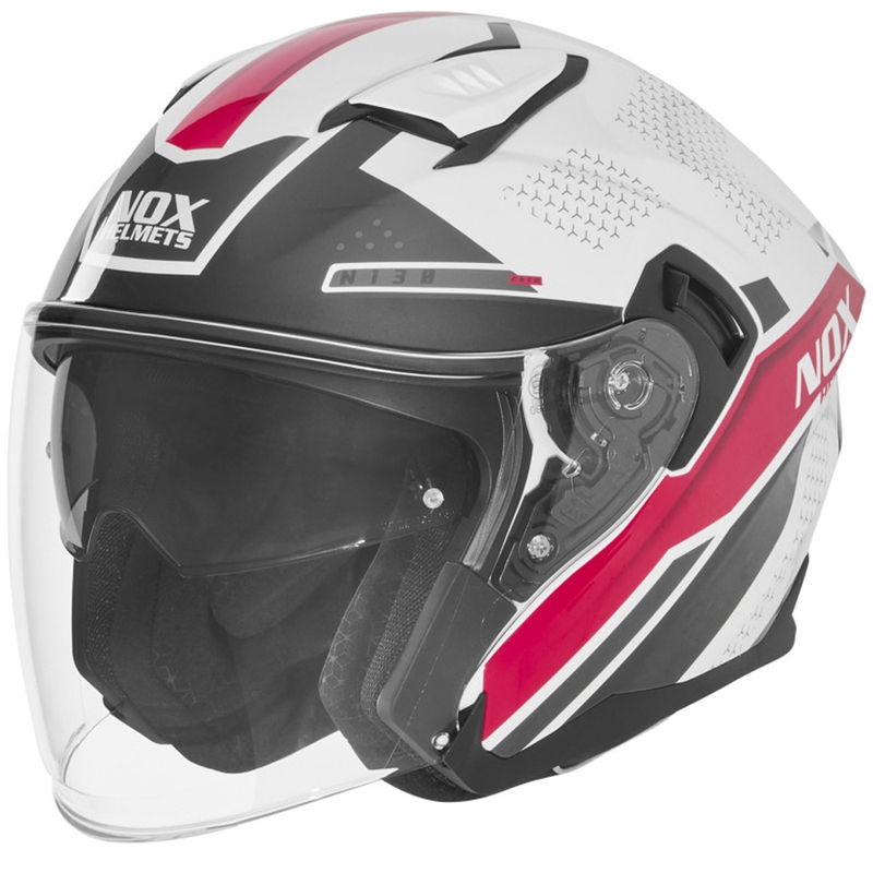 NOX N130 EKTO nyitott motoros bukósisak fehér-rózsaszín