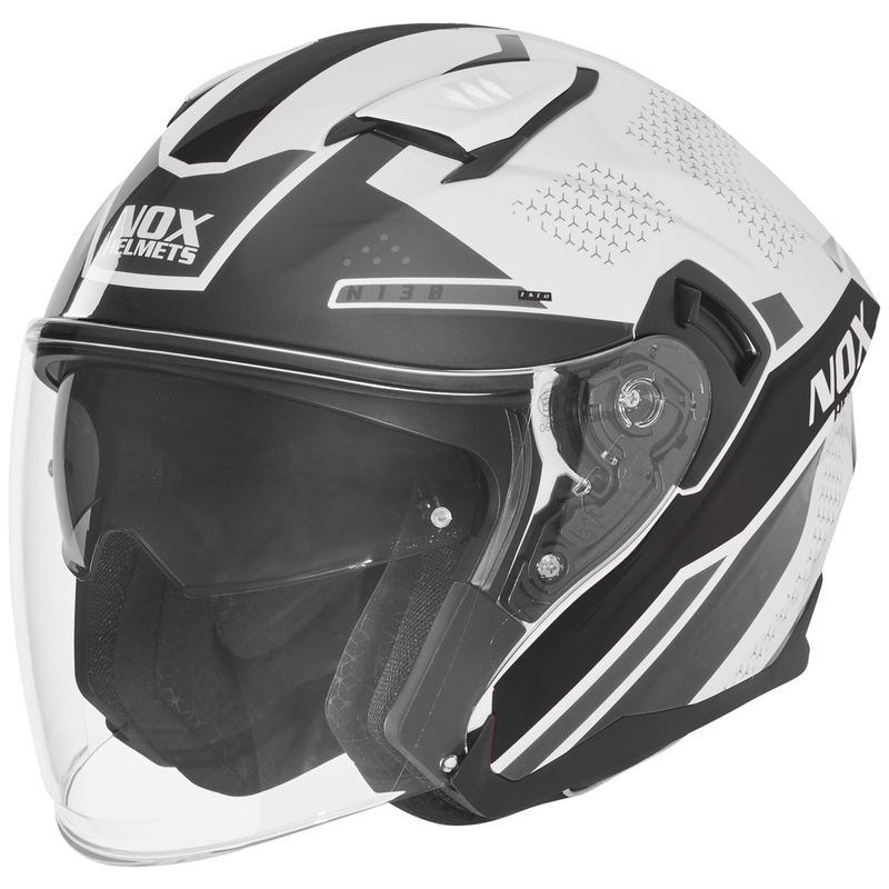 NOX N130 EKTO nyitott motoros bukósisak fehér-fekete