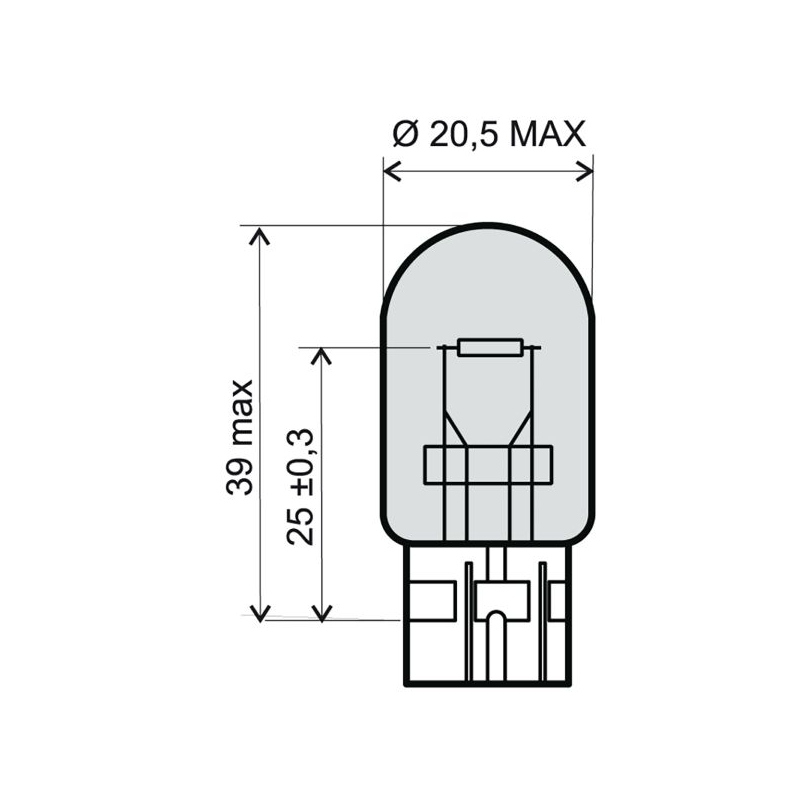 Izzó RMS 12V 21W T20 fehér