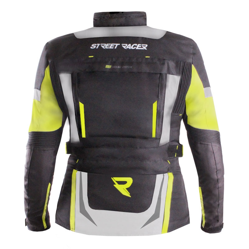 Street Racer Hilax női motoros kabát fekete-szürke-fluo sárga - II. minőség