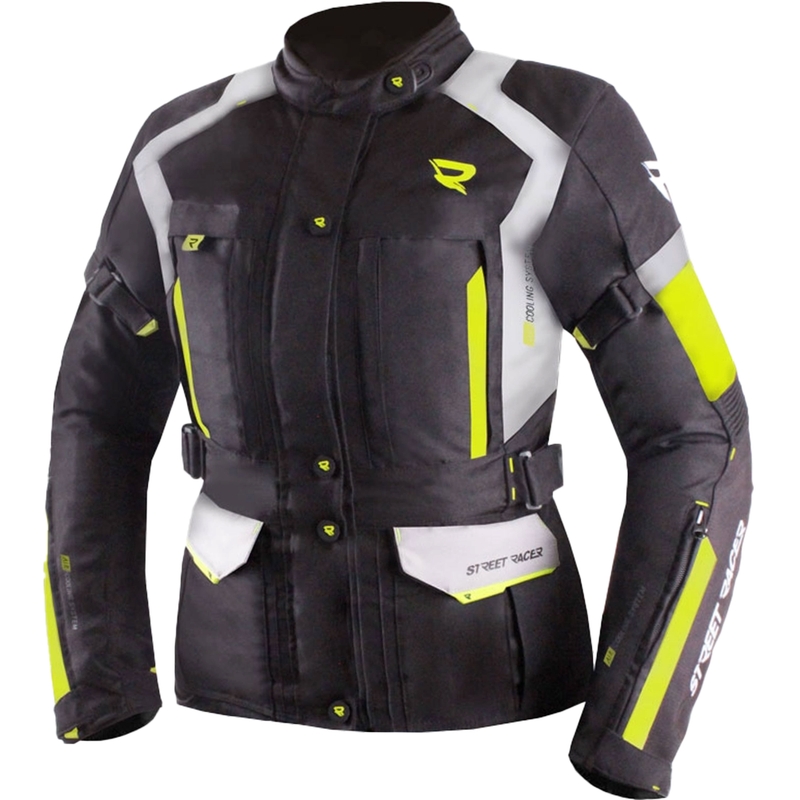 Street Racer Hilax női motoros kabát fekete-szürke-fluo sárga - II. minőség