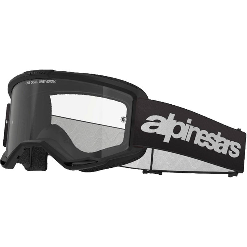 Alpinestars Vision 3 Wordmark motokrossz szemüveg fekete, átlátszó plexivel