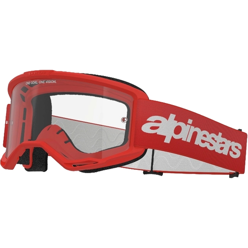 Alpinestars Vision 3 Wordmark motokrossz szemüveg piros, átlátszó plexivel