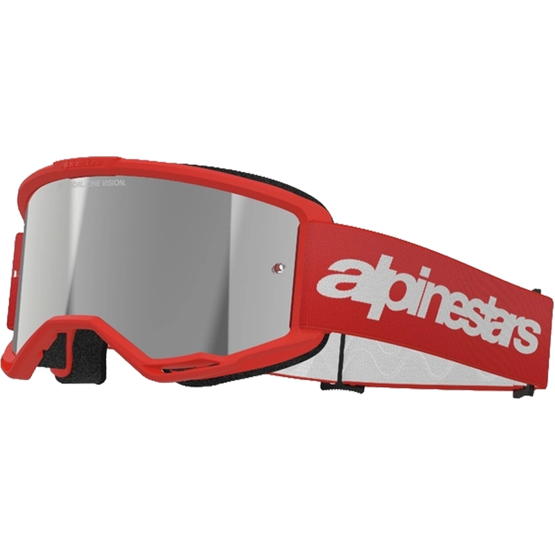 Alpinestars Vision 3 Wordmark motokrossz szemüveg piros, ezüst tükrös plexivel kiárusítás