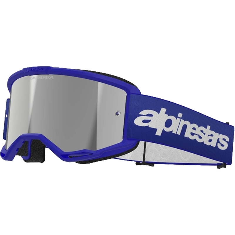 Alpinestars Vision 3 Wordmark motokrossz szemüveg kék, ezüst tükrös plexivel