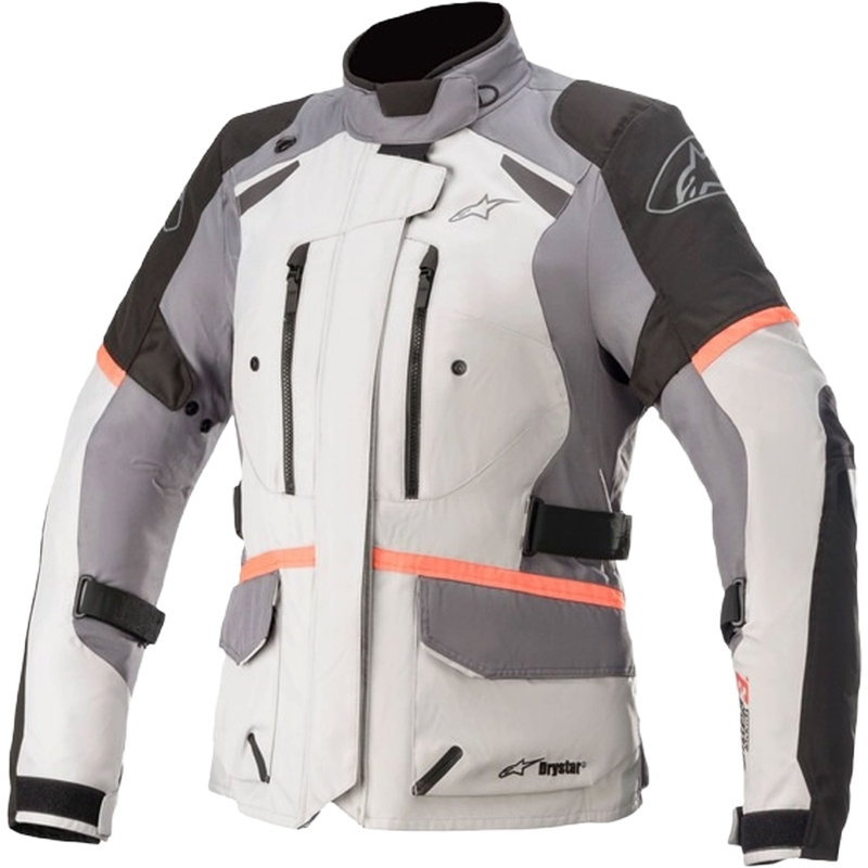 Női motoros kabát Alpinestars Stella Andes Drystar szürke-fekete-fluo rózsaszín