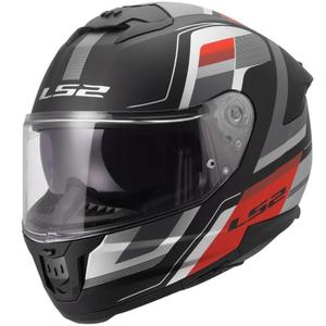 LS2 FF808 Stream II Vintage zárt motoros bukósisak matt fekete-szürke-piros