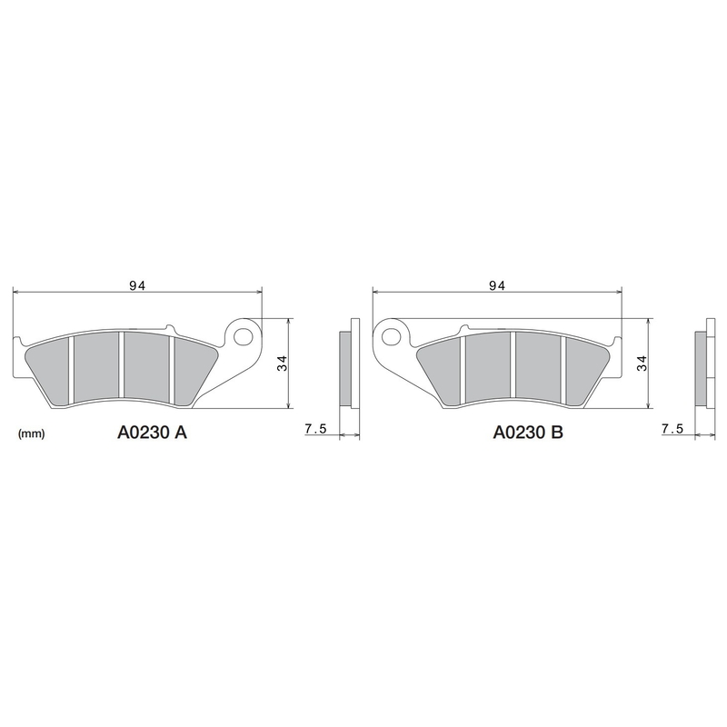 NISSIN fékbetét félmetál keverék 94x34x7.5mm 2 darab