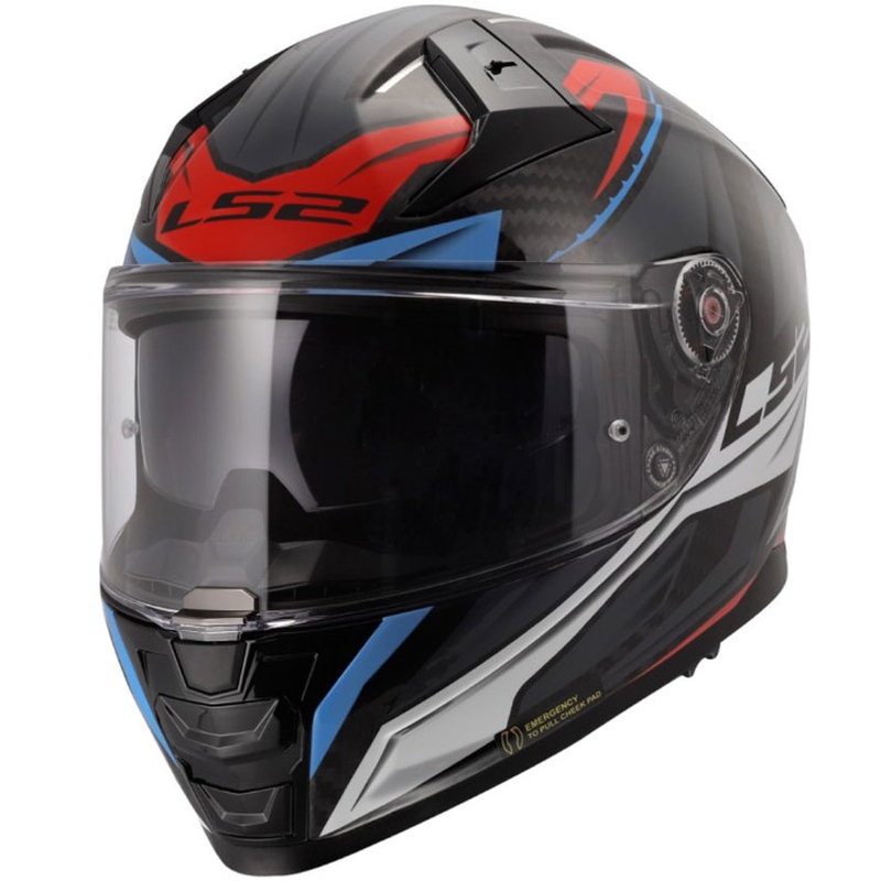 LS2 FF811 Vector II C Savage zárt motoros bukósisak fehér-kék-piros