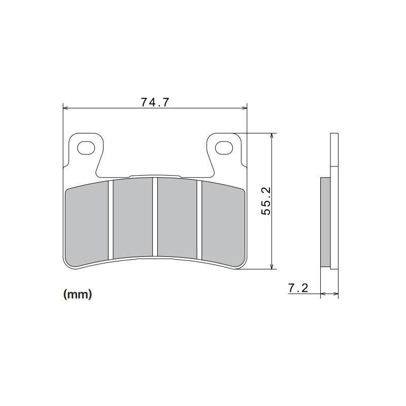 NISSIN fékbetét félmetál keverék 74.7x55.2x7.2 mm 2 darab