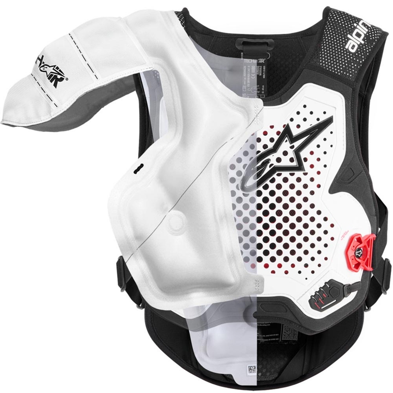 Alpinestars TECH‑AIR® MX PLASMA rendszerű légzsákos mellény fehér‑fekete‑piros