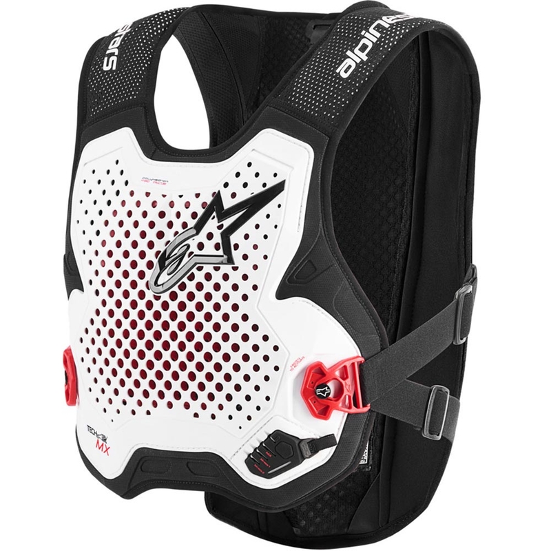 Alpinestars TECH‑AIR® MX PLASMA rendszerű légzsákos mellény fehér‑fekete‑piros