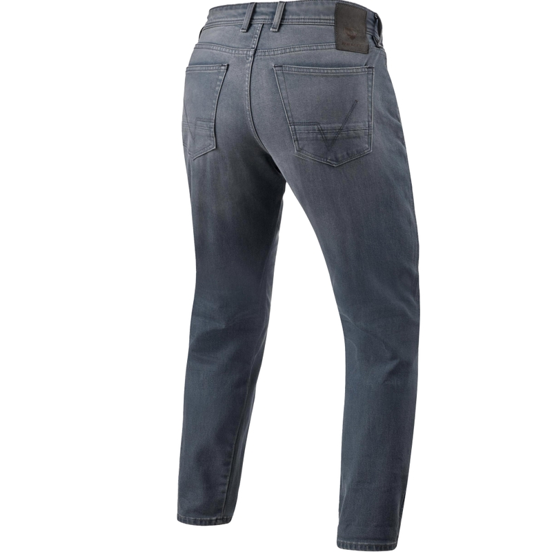 Revit Keegan Tapered extra rövidített motoros farmer koptatott közepes szürke