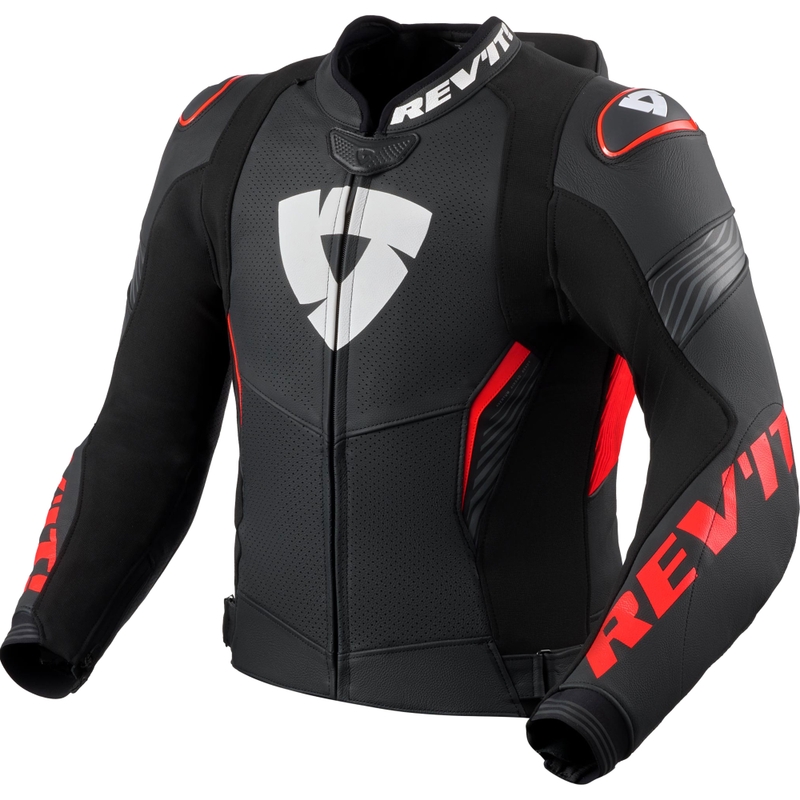 Revit Argon 3 PRO motoros bőrkabát fekete-fluo piros