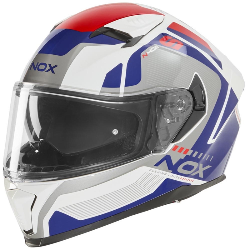NOX N402 Mentor zárt motoros bukósisak fehér-kék-piros