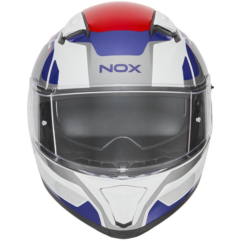 NOX N402 Mentor zárt motoros bukósisak fehér-kék-piros