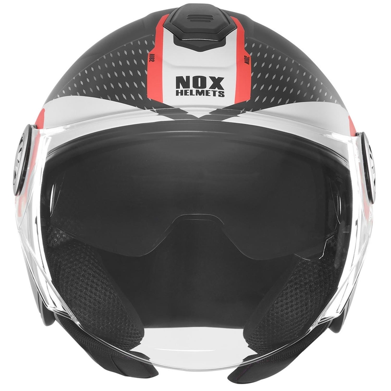 NOX N182 Round nyitott motoros bukósisak matt fekete-piros