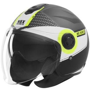 NOX N182 Round nyitott motoros bukósisak matt fekete-fluo sárga