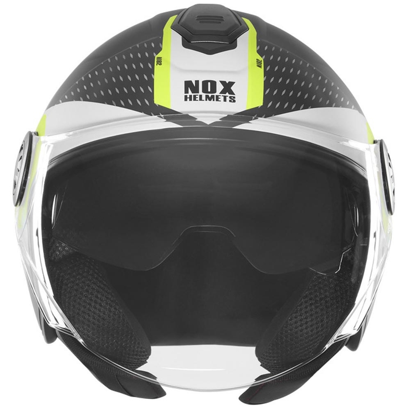NOX N182 Round nyitott motoros bukósisak matt fekete-fluo sárga