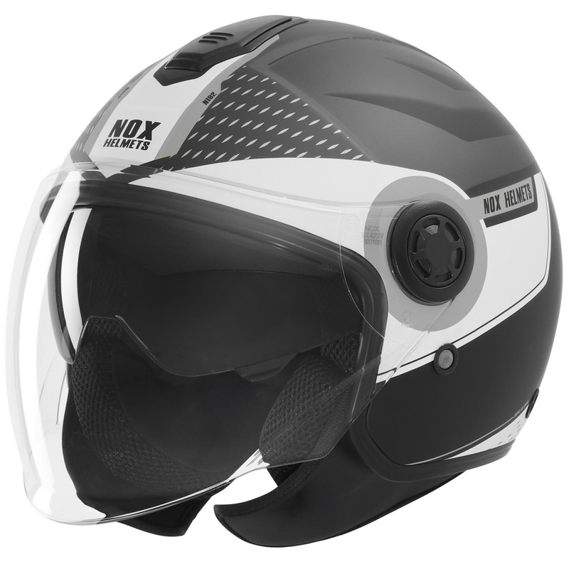 NOX N182 Round nyitott motoros bukósisak matt fekete-ezüst