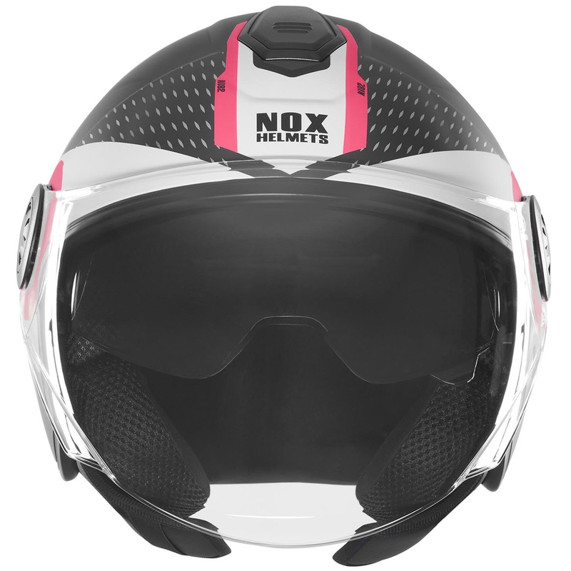 NOX N182 Round nyitott motoros bukósisak matt fekete-rózsaszín