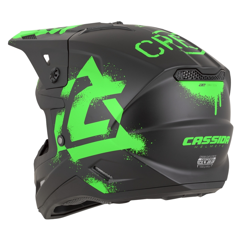 Cassida Cross Cup 2 Crew motokrossz bukósisak matt fekete-fluo zöld