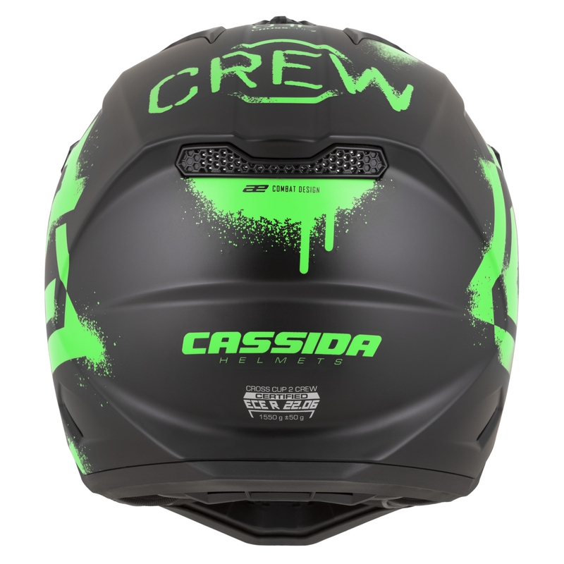 Cassida Cross Cup 2 Crew motokrossz bukósisak matt fekete-fluo zöld
